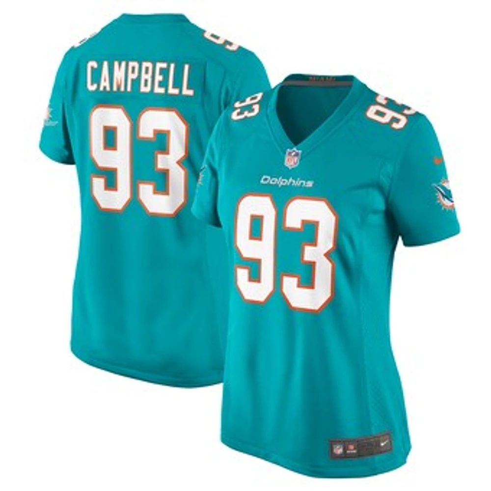 Women's Nike Calais Campbell  Aqua Miami Dolphins Game Jersey