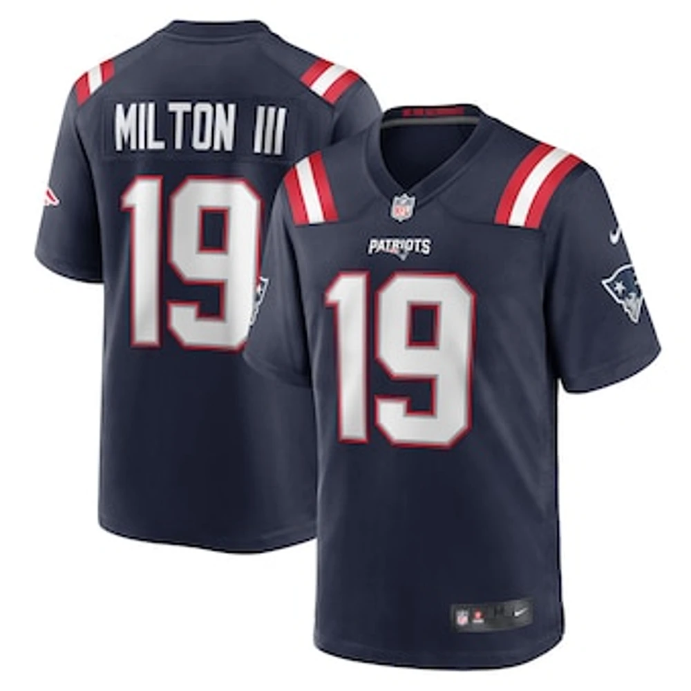 Men's Nike Joe Milton III  Navy New England Patriots Game Jersey