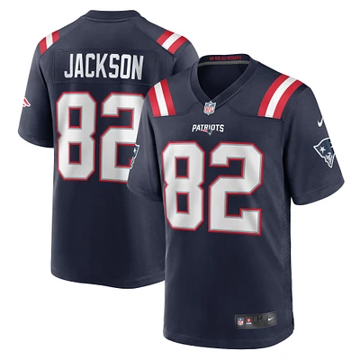 Men's Nike JaQuae Jackson  Navy New England Patriots Game Jersey