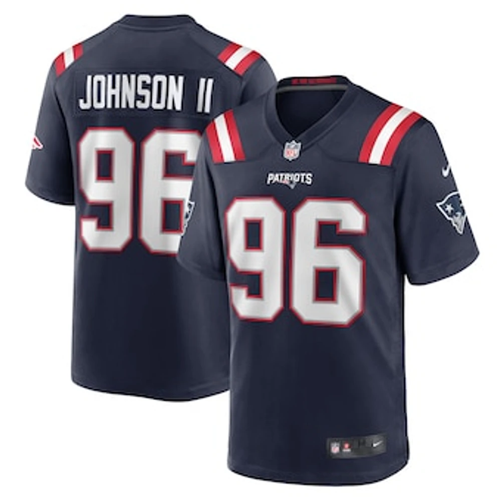Men's Nike Eric Johnson II  Navy New England Patriots Game Jersey