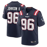 Men's Nike Eric Johnson II  Navy New England Patriots Game Jersey