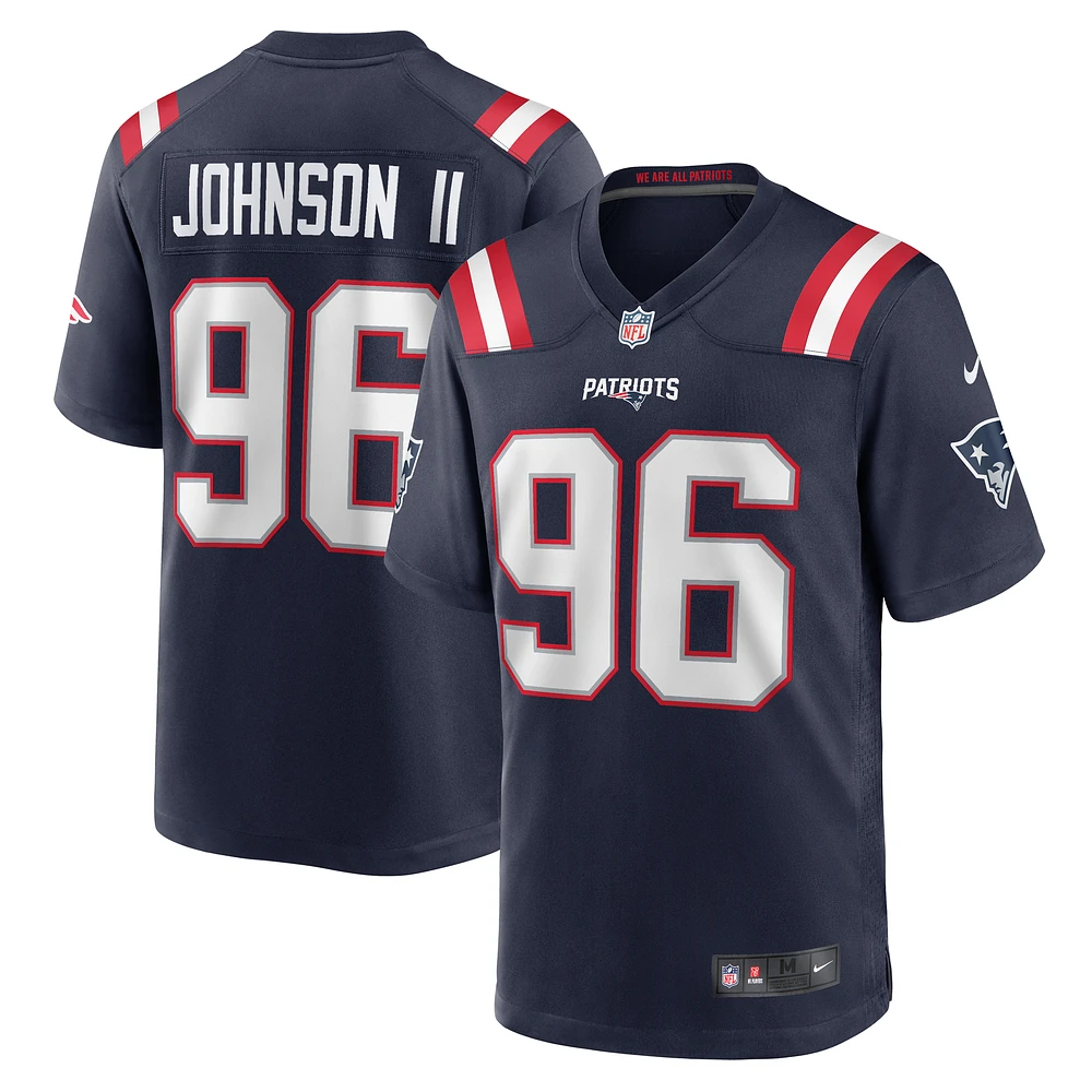 Men's Nike Eric Johnson II Navy New England Patriots Game Jersey
