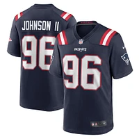 Men's Nike Eric Johnson II  Navy New England Patriots Game Jersey