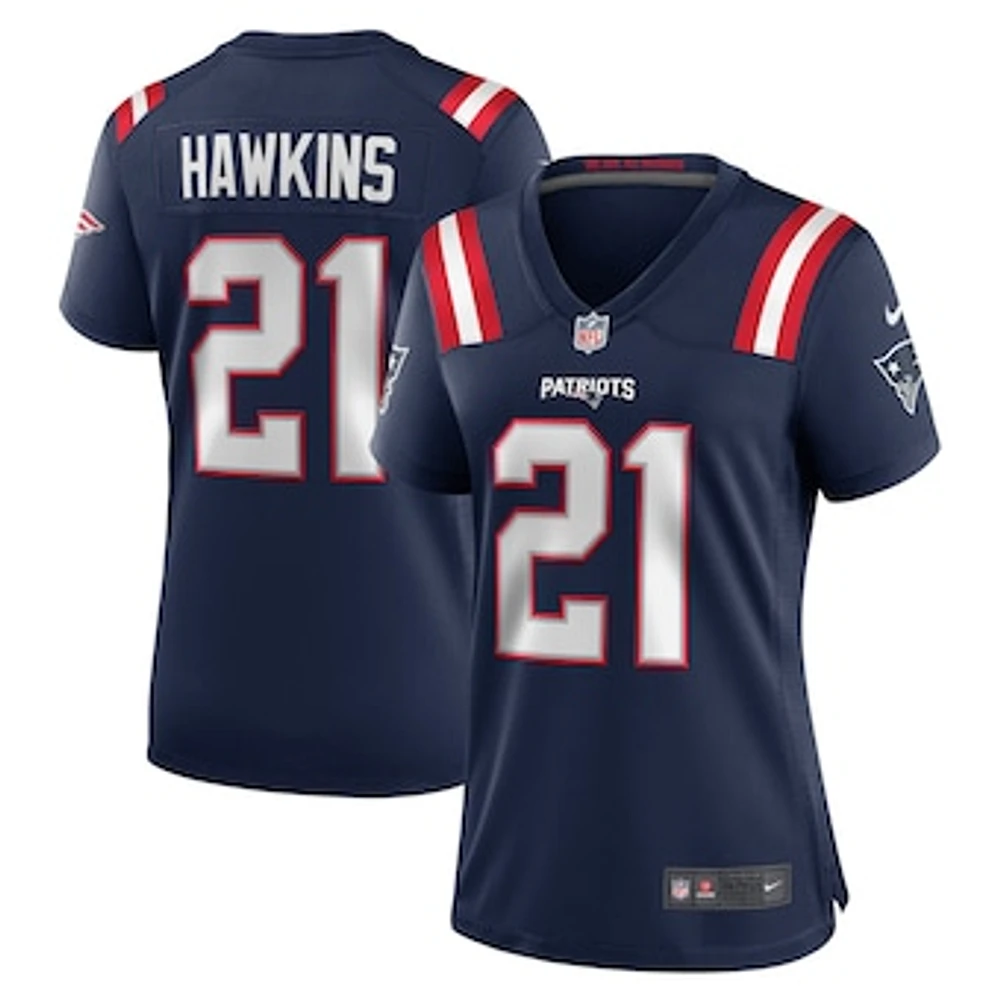 Women's Nike Jaylinn Hawkins  Navy New England Patriots Game Jersey