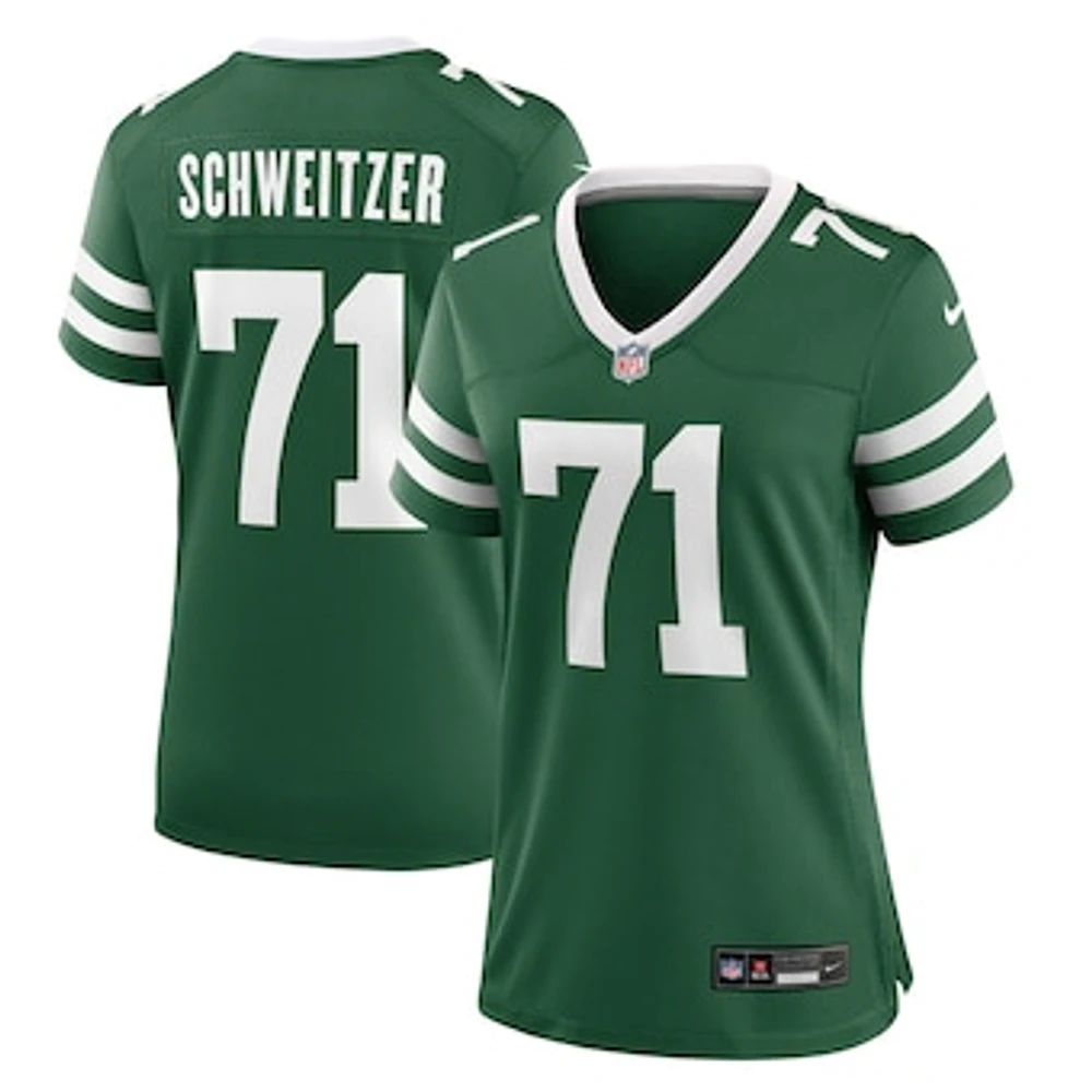 Women's Nike Wes Schweitzer Legacy Green New York Jets Team Game Jersey