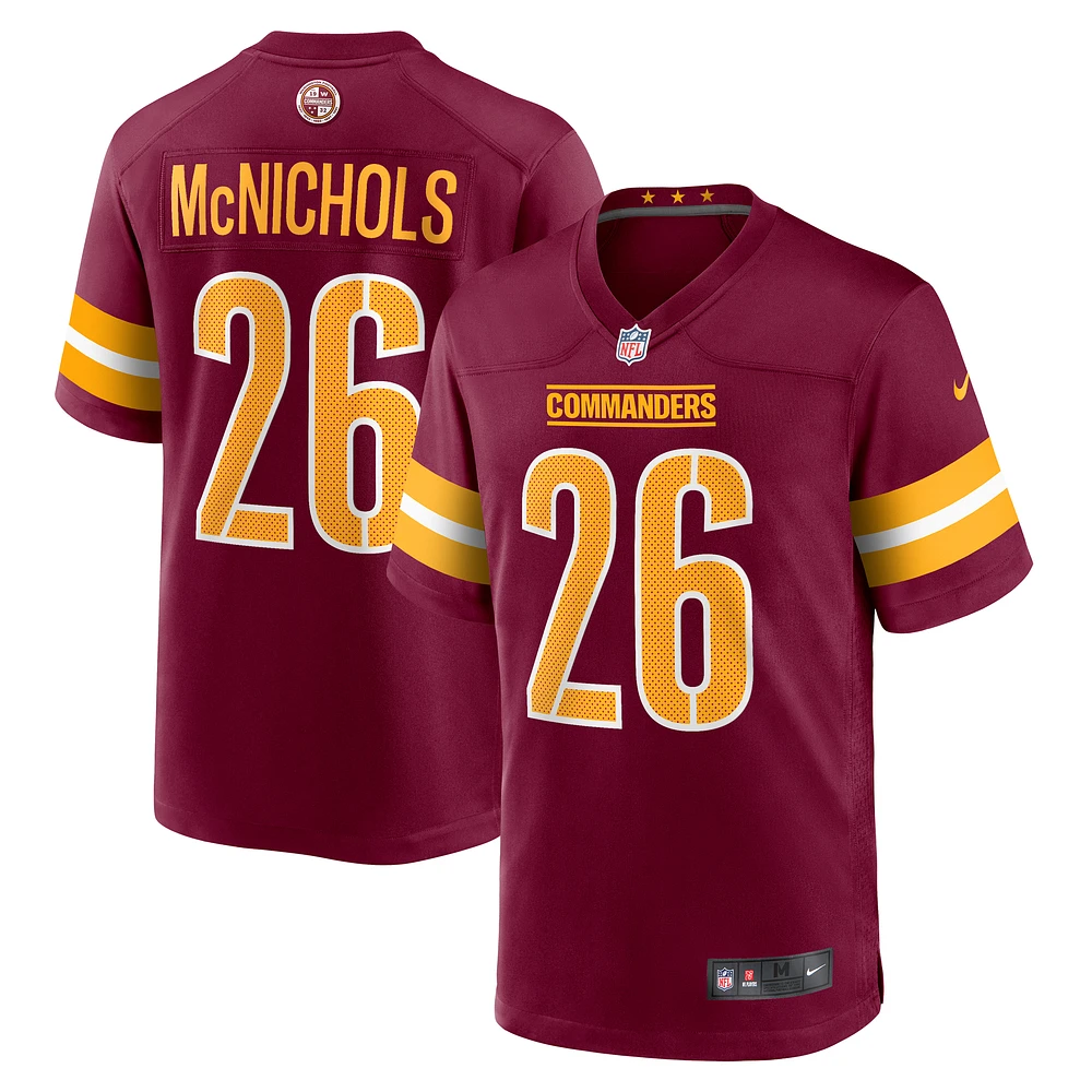 Men's Nike Jeremy McNichols  Burgundy Washington Commanders Game Jersey