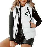 Women's Gameday Couture  White Michigan State Spartans Hooded Full-Snap Puffer Vest