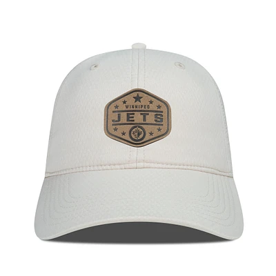 Men's Levelwear  Cream Winnipeg Jets Faux Leather Patch Unstructured Adjustable Hat
