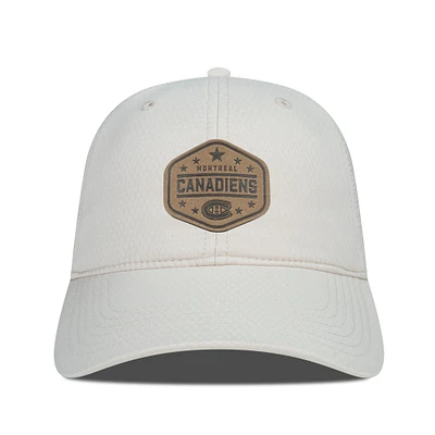 Men's Levelwear  Cream Montreal Canadiens Faux Leather Patch Unstructured Adjustable Hat