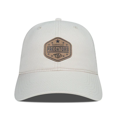 Men's Levelwear  Cream Nashville Predators Faux Leather Patch Unstructured Adjustable Hat