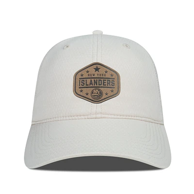 Men's Levelwear  Cream New York Islanders Faux Leather Patch Unstructured Adjustable Hat