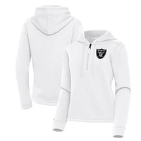 Women's Antigua  White Las Vegas Raiders Contemporary Quarter-Zip Hoodie