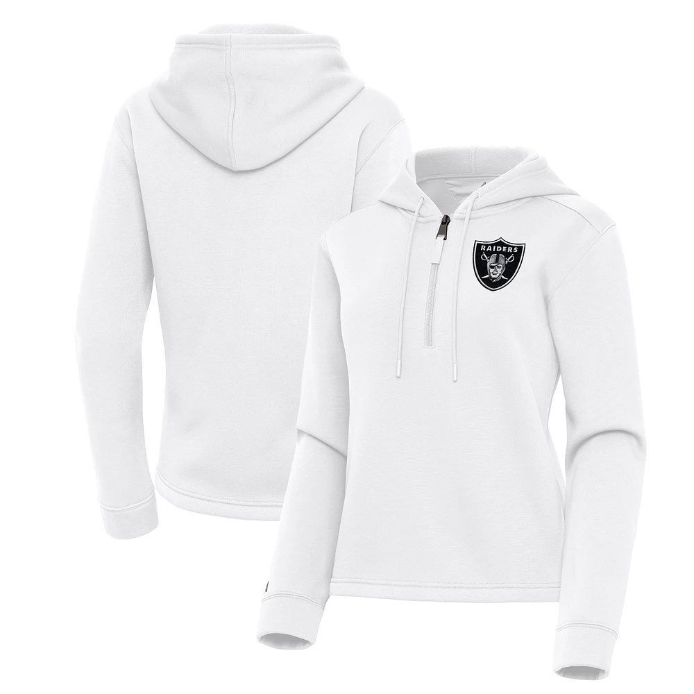 Women's Antigua White Las Vegas Raiders Contemporary Quarter-Zip Hoodie