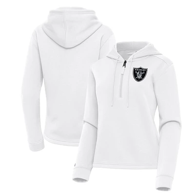 Women's Antigua  White Las Vegas Raiders Contemporary Quarter-Zip Hoodie