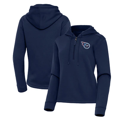 Women's Antigua  Navy Tennessee Titans Contemporary Quarter-Zip Hoodie