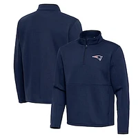 Men's Antigua Navy New England Patriots Twist Quarter-Zip Pullover Jacket
