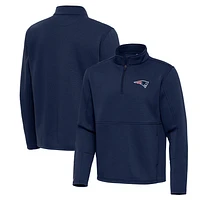Men's Antigua Navy New England Patriots Twist Quarter-Zip Pullover Jacket
