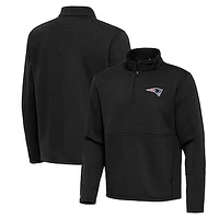 Men's Antigua Black New England Patriots Twist Quarter-Zip Pullover Jacket