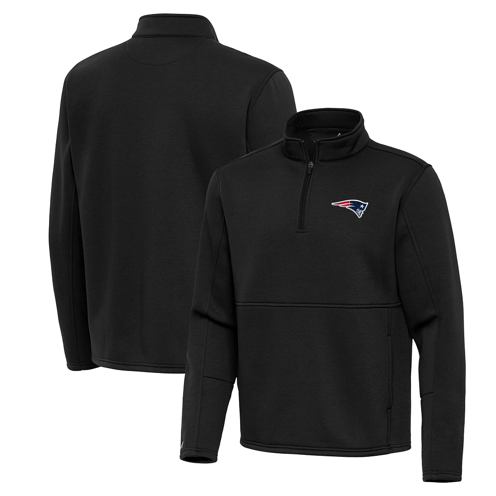 Men's Antigua Black New England Patriots Twist Quarter-Zip Pullover Jacket