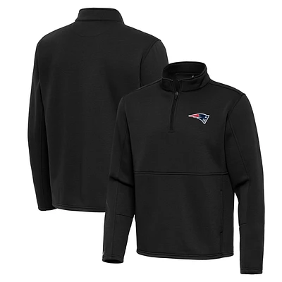 Men's Antigua Black New England Patriots Twist Quarter-Zip Pullover Jacket