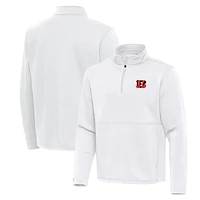 Men's Antigua White Cincinnati Bengals Twist Quarter-Zip Pullover Jacket
