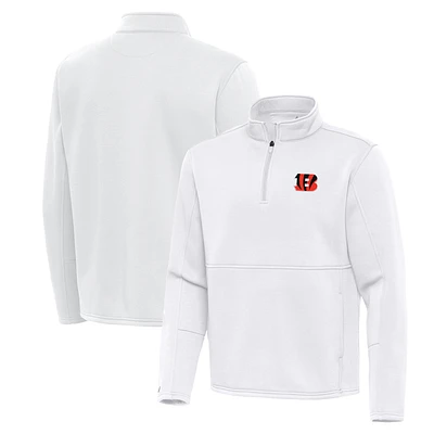 Men's Antigua White Cincinnati Bengals Twist Quarter-Zip Pullover Jacket