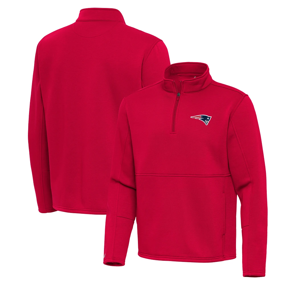 Men's Antigua Red New England Patriots Twist Quarter-Zip Pullover Jacket