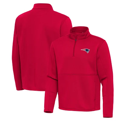 Men's Antigua Red New England Patriots Twist Quarter-Zip Pullover Jacket