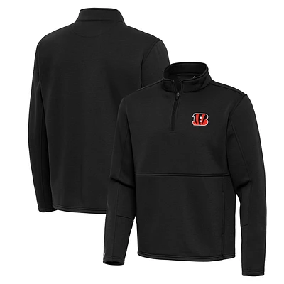 Men's Antigua Black Cincinnati Bengals Twist Quarter-Zip Pullover Jacket