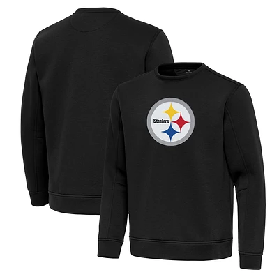 Men's Antigua Black Pittsburgh Steelers Relevant Lightweight Pullover Sweatshirt