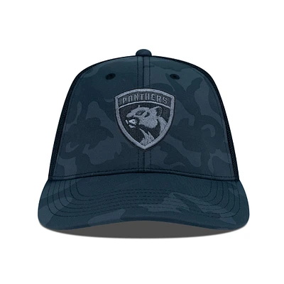 Men's Levelwear Black Florida Panthers Clash Nightfall Blackout Patch Structured Mesh Flex Hat