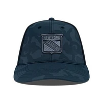 Men's Levelwear Black New York Rangers Clash Nightfall Blackout Patch Structured Mesh Flex Hat
