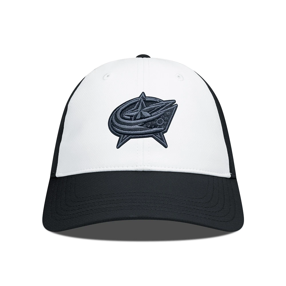 Men's Levelwear Black/White Columbus Blue Jackets Endure Nightfall Blackout Patch Unstructured Flex Hat