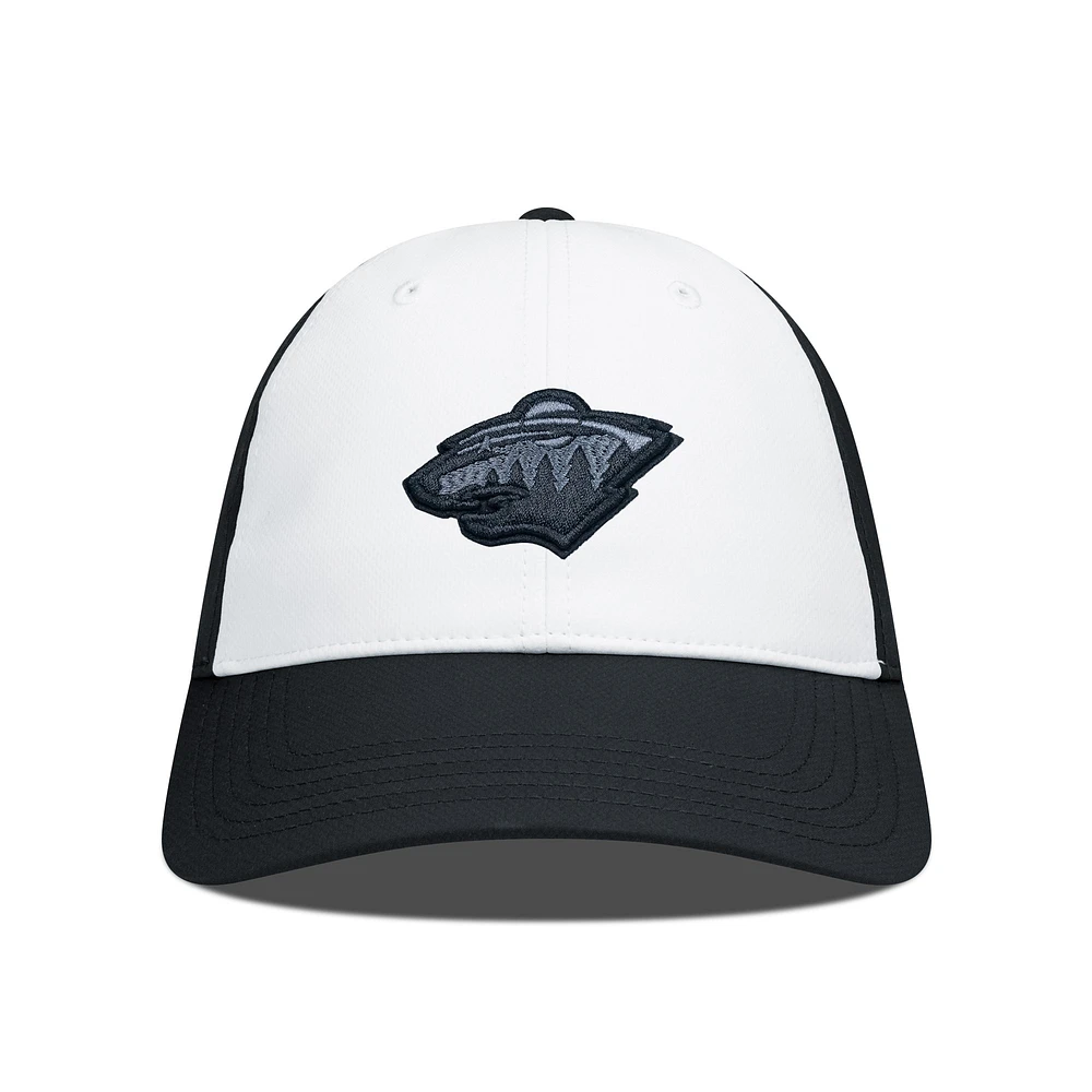 Men's Levelwear Black/White Minnesota Wild Endure Nightfall Blackout Patch Unstructured Flex Hat