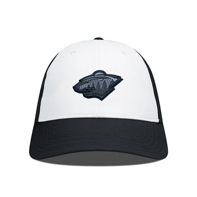 Men's Levelwear Black/White Minnesota Wild Endure Nightfall Blackout Patch Unstructured Flex Hat