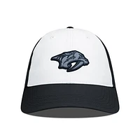 Men's Levelwear Black/White Nashville Predators Endure Nightfall Blackout Patch Unstructured Flex Hat