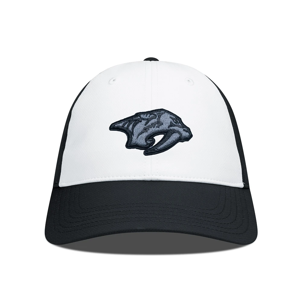 Men's Levelwear Black/White Nashville Predators Endure Nightfall Blackout Patch Unstructured Flex Hat