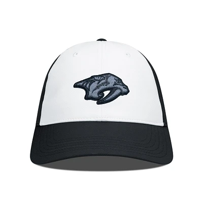 Men's Levelwear Black/White Nashville Predators Endure Nightfall Blackout Patch Unstructured Flex Hat