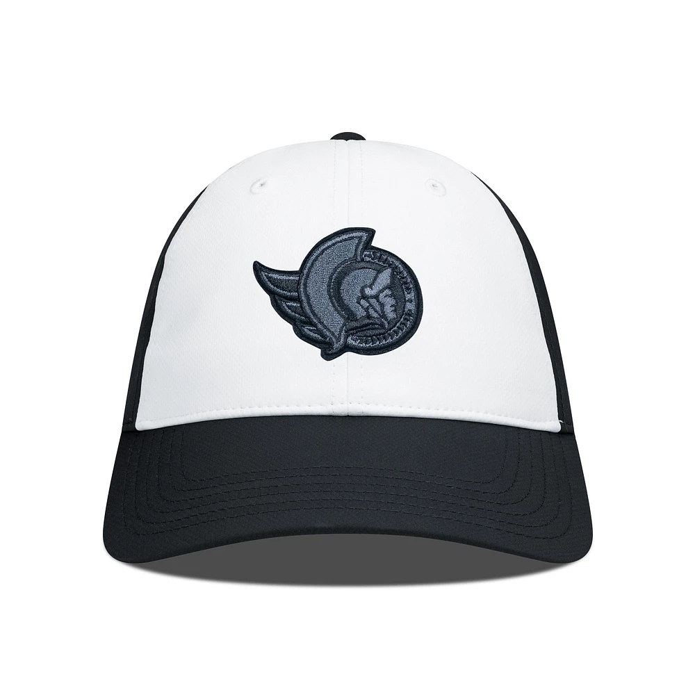 Men's Levelwear Black/White Ottawa Senators Endure Nightfall Blackout Patch Unstructured Flex Hat