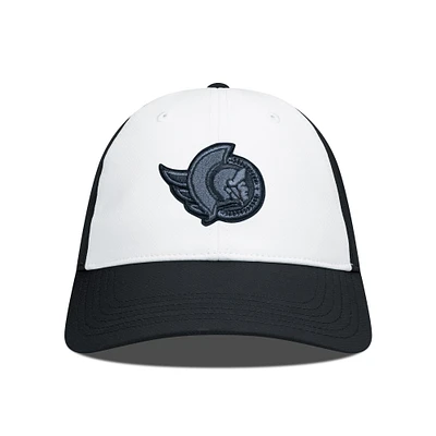 Men's Levelwear Black/White Ottawa Senators Endure Nightfall Blackout Patch Unstructured Flex Hat