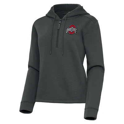 Women's Antigua  Pewter Ohio State Buckeyes Contemporary Quarter-Zip Hoodie