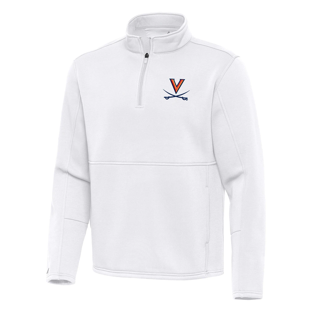 Men's Antigua White Virginia Cavaliers Twist Quarter-Zip Pullover Jacket