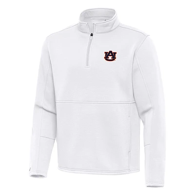 Men's Antigua White Auburn Tigers Twist Quarter-Zip Pullover Jacket