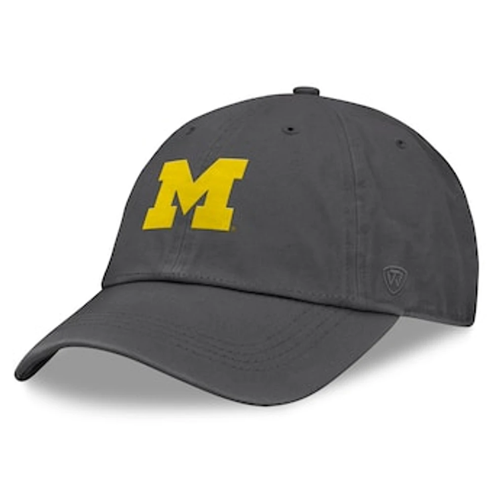 Men's Top of the World Heather Charcoal Michigan Wolverines Team Logo Washed Adjustable Hat