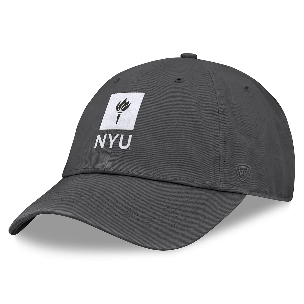 Men's Top of the World Heather Charcoal NYU Violets Team Logo Washed Adjustable Hat