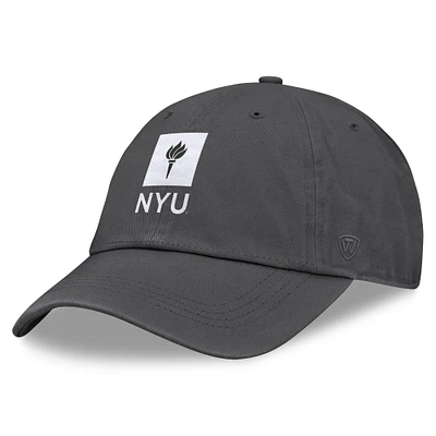 Men's Top of the World Heather Charcoal NYU Violets Team Logo Washed Adjustable Hat