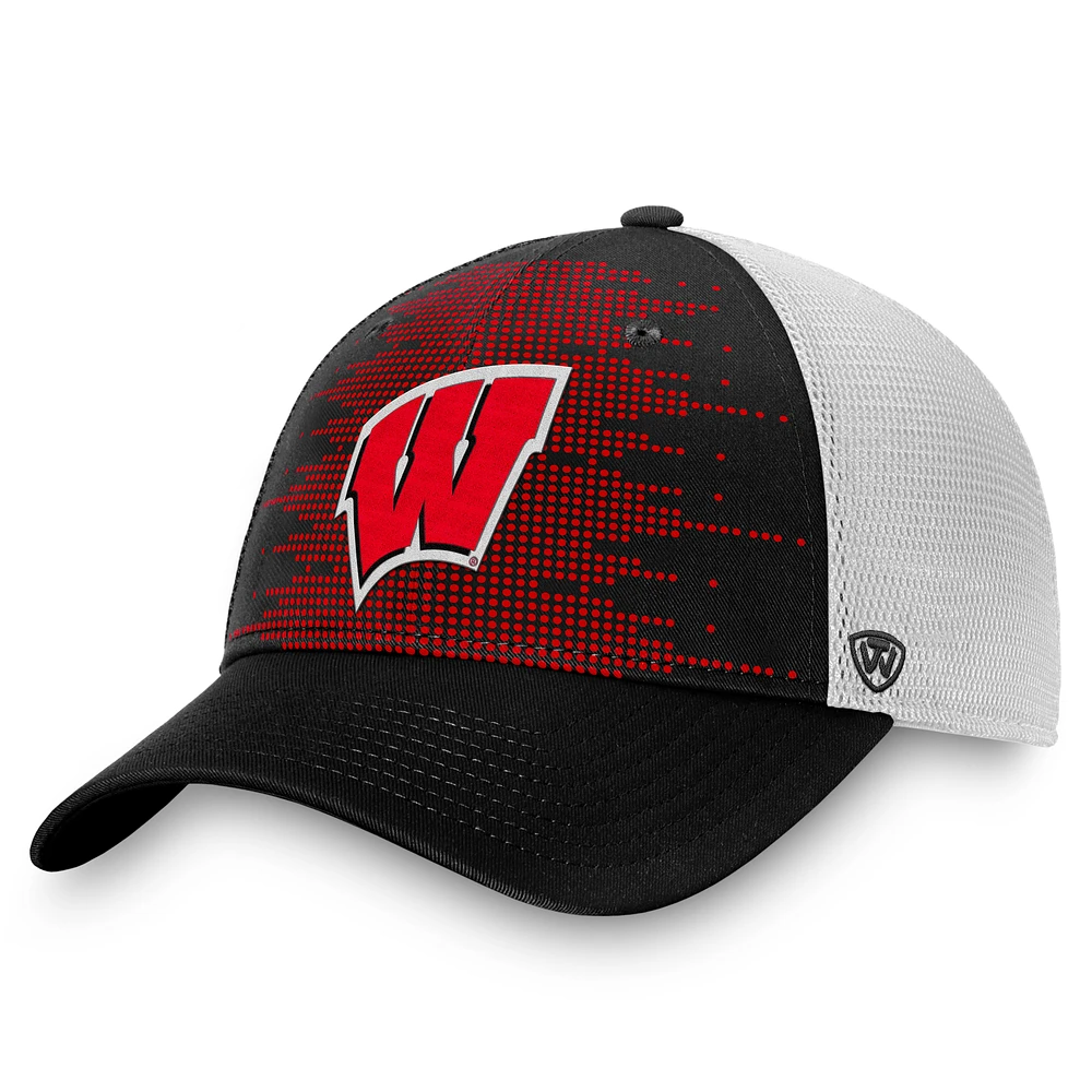 Youth Top of the World Red/Black Wisconsin Badgers Crushed Two-Tone Adjustable Hat