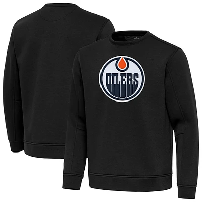 Men's Antigua Black Edmonton Oilers Relevant Lightweight Pullover Sweatshirt
