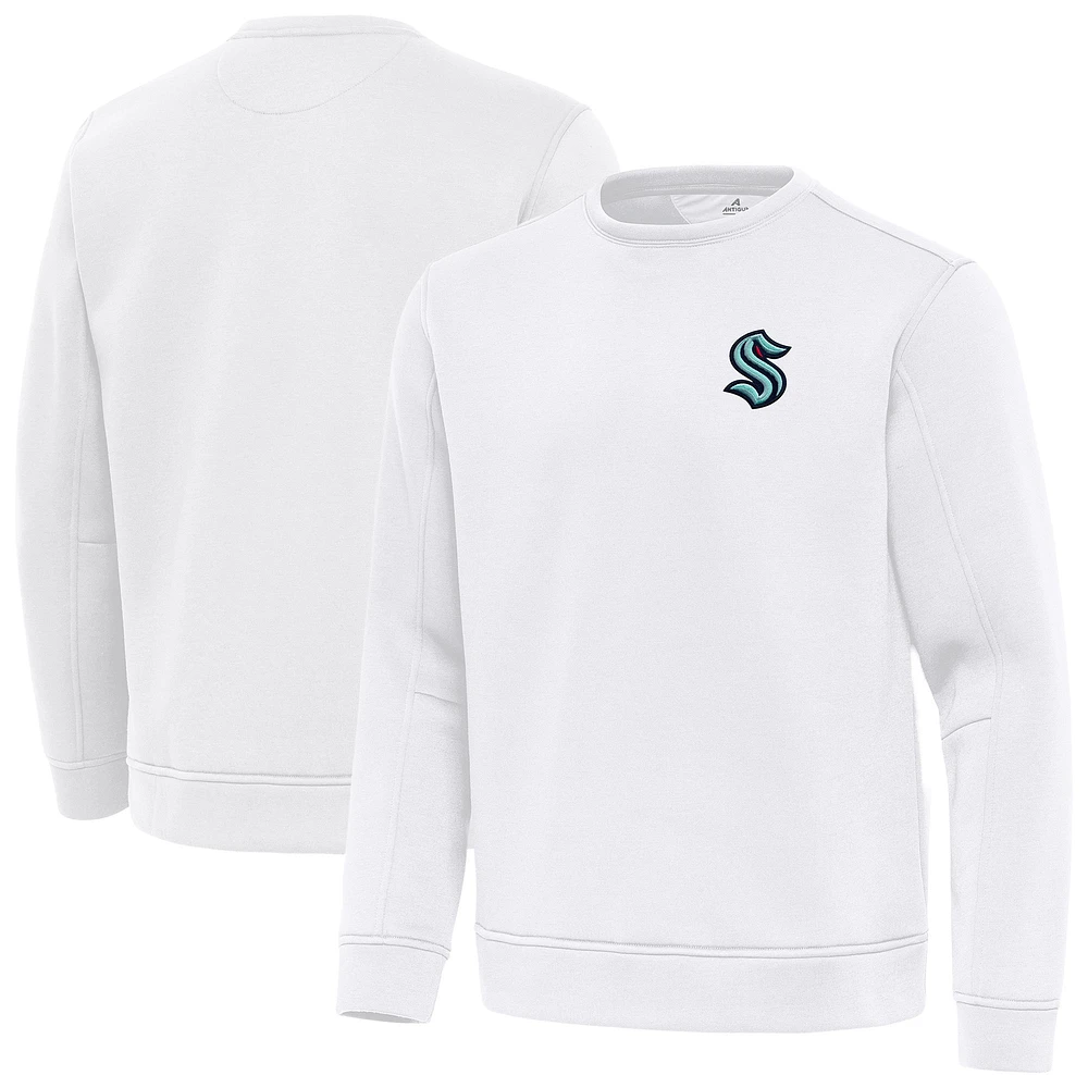 Men's Antigua White Seattle Kraken Relevant Lightweight Pullover Sweatshirt