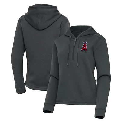 Women's Antigua  Pewter Los Angeles Angels Contemporary Quarter-Zip Hoodie
